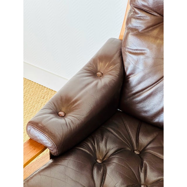Vintage Scandinavian Teak and Leather Bench, 1960 For Sale - Image 14 of 17