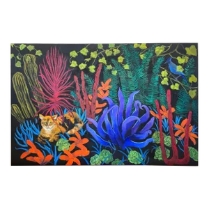 “Night Life in the Garden” Large Oil on Canvas Landscape Painting by Mary Alice Copp -