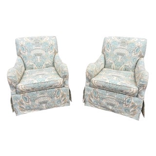 Swivel Rocker Club Chair in Coastal, Soft Color Palette (1 of 2) For Sale