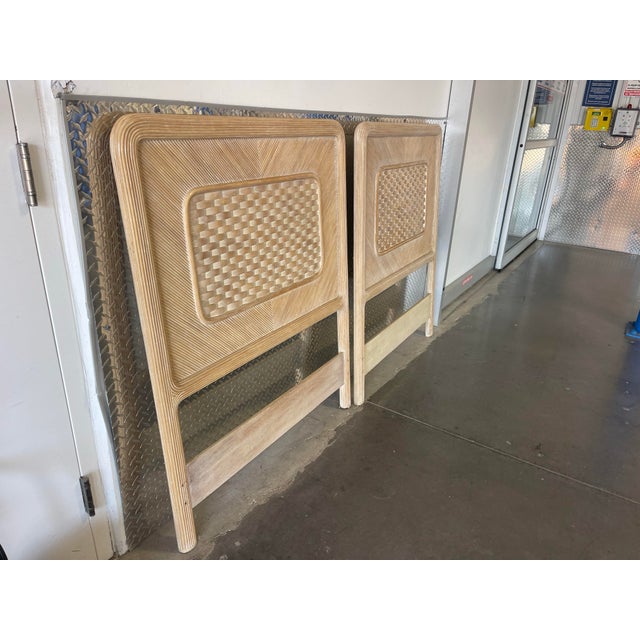 Vintage Faux Pencil Rattan Twin Headboard Set, Wood For Sale In Naples, FL - Image 6 of 12