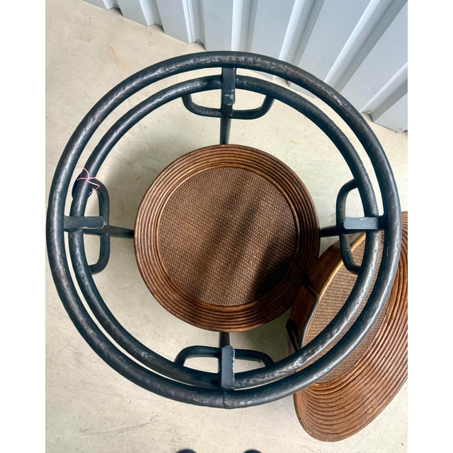 Brown Vintage Gabriella Crespi Style Split Reed Rattan Tray Table For Sale - Image 8 of 12