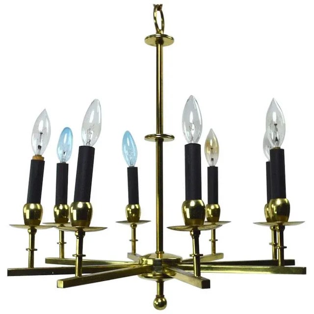 Eight-Light Brass Spoke Chandelier For Sale In New York - Image 6 of 6