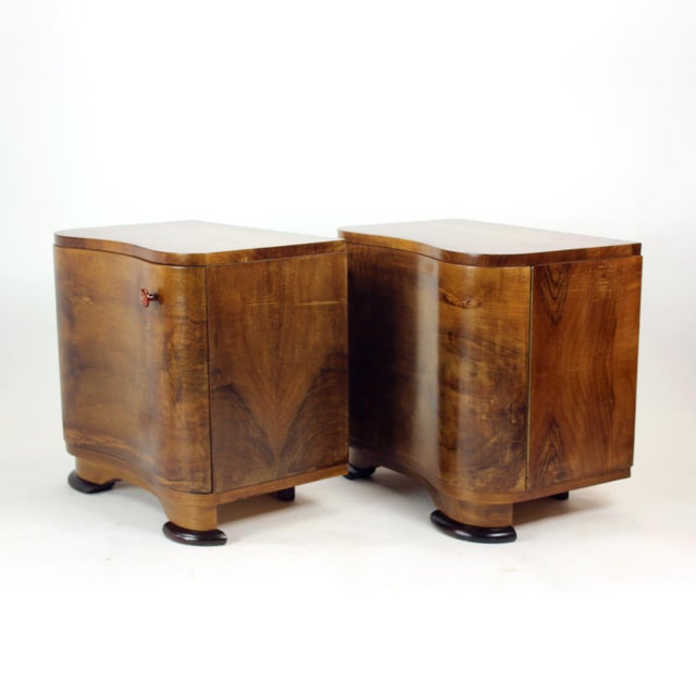 Brown Art Deco Bedside Tables by Jindřich Halabala for Up Závody, 1930s, Set of 2 For Sale - Image 8 of 15