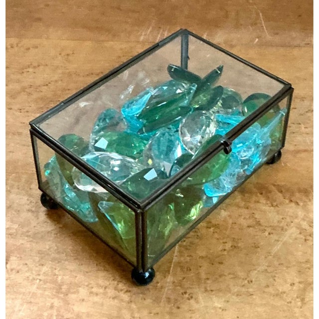 Retro Glass Display Box With Crystal and Resin Prisms For Sale In West Palm - Image 6 of 12