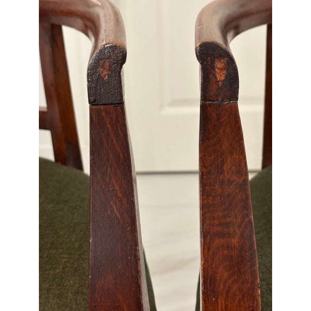 Petite Scale Mid-Century Italian Walnut Horseshoe Rail Back Armchairs - A Pair For Sale - Image 11 of 18