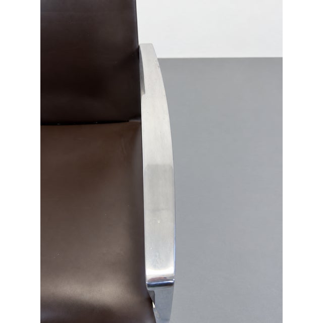 Brown Eve 184 Armchairs in Leather and Steel by Piero Lissoni for Cassina, 2010s, Set of 6 For Sale - Image 8 of 9