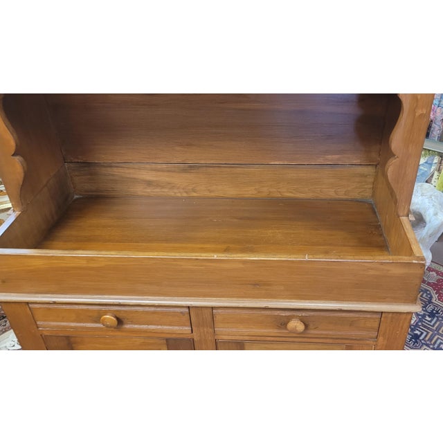 Tan Antique Pine Primitive Farmhouse Blind Door Cupboard For Sale - Image 8 of 9