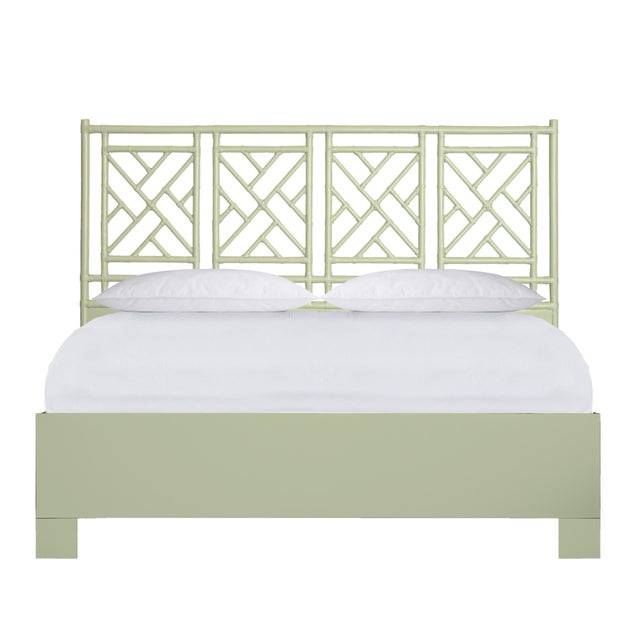 Chippendale Platform Bed California King - Celery Green For Sale - Image 12 of 12