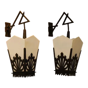 Vintage Asian Lantern Wall Sconces - a Pair