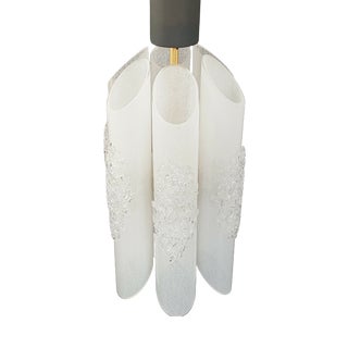 Vintage Italian Murano Glass, Brass and Steel Chandelier, 1960s-1970s For Sale