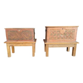 Early 20th Century Two Indonesian Dowry Chests on Stands From Bali (Nightstands or End Tables?) For Sale