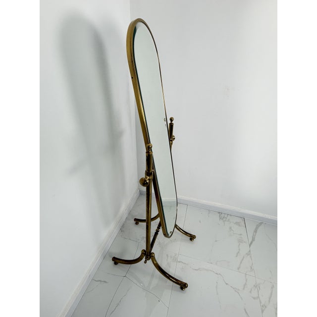 1970s Adjustable Brass Floor Mirror in the style of Maison Jansen, 1970s For Sale - Image 5 of 11