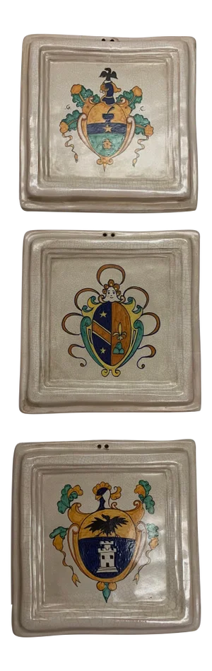 2007 Italian Tiles With Painted Badges - Set of 3