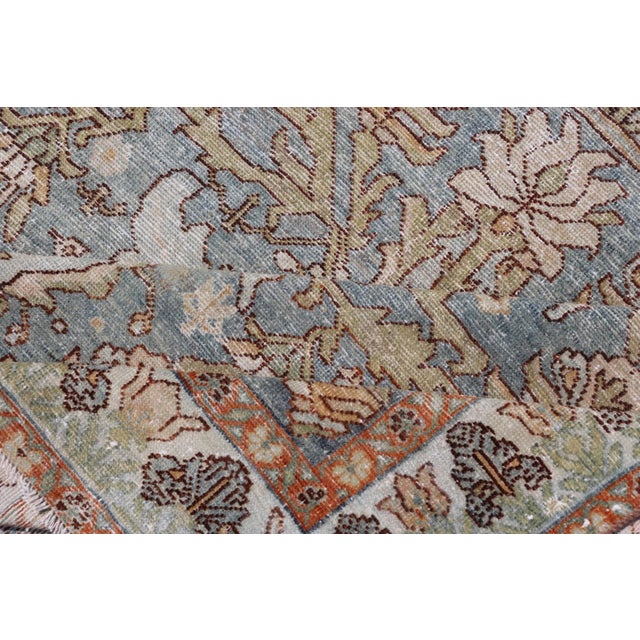 Antique Persian Sultanabad Rug With Soft Blue Palette 5'0 X 8'0 For Sale - Image 11 of 12