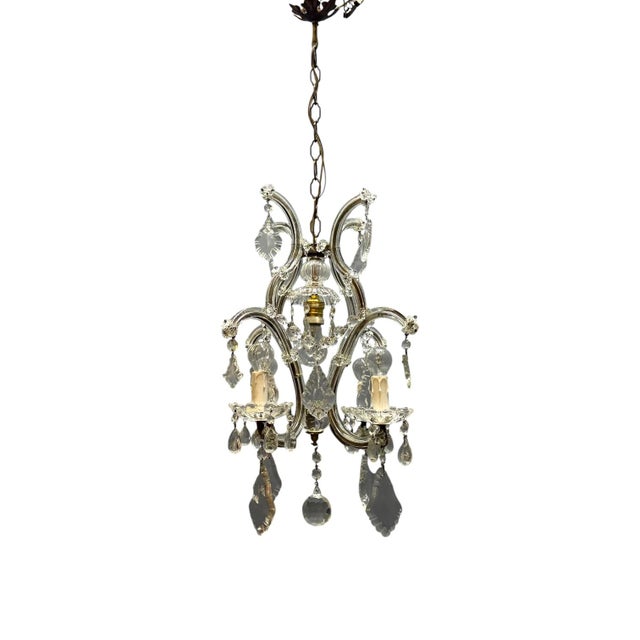 Italian Crystal and Murano Glass Chandelier, 1950s For Sale - Image 14 of 14
