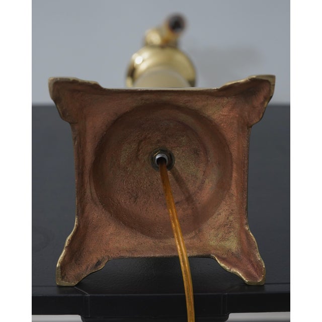1990s Pair Solid Brass Candlestick Form Table Lamps For Sale - Image 11 of 11