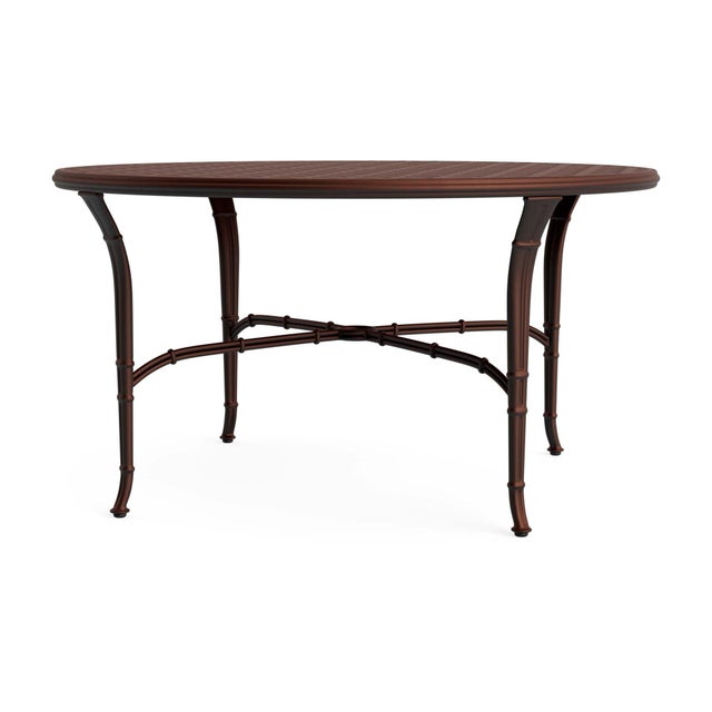 Brown Jordan Calcutta 54" Round Cast Top Dining Umbrella Table in Almandine For Sale