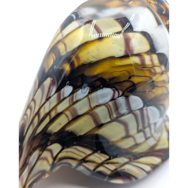 Glass Vintage MCM Murano Style Blown Cased Glass Tiger Striped Conch Shell Figurine For Sale - Image 7 of 8