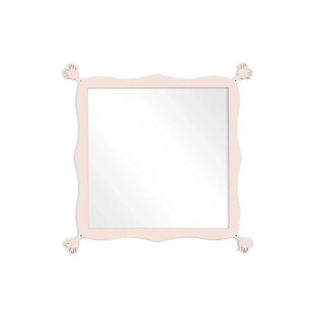 Contemporary Fleur Home Carnival Iko Iko Square Mirror in Pink Ground, 51x51 For Sale - Image 3 of 3
