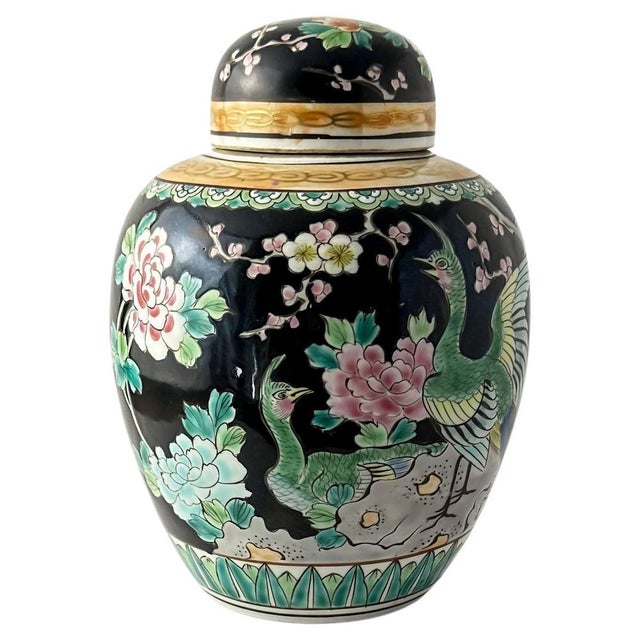 Japanese Black Polychromed Porcelain Ginger Jar by Yamatoku Meiji, 1890s For Sale - Image 10 of 10