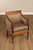 High Quality Vintage Mahogany Armchair with Inlaid Ribbon Crest and Reeded Legs And Custom Upholstery