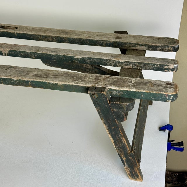 Mid 20th Century Vintage Wooden Folding Garden Plant/Flower Display Bench With 3 Open Planks Top For Sale - Image 5 of 9