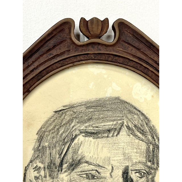 1960s Mid Century Charcoal Portrait by Kenneth Goss c.1966 For Sale - Image 5 of 12