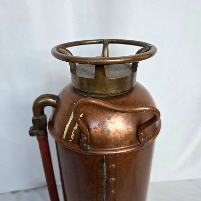 Mid-Century Elkhart Brass 2.5 Gal Copper Soda Acid Fire Extinguisher W/Bottle For Sale - Image 9 of 16