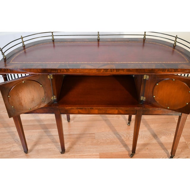 1930s. English Regency Mahogany & Leather Top Console Table / Sofa Table For Sale - Image 9 of 14