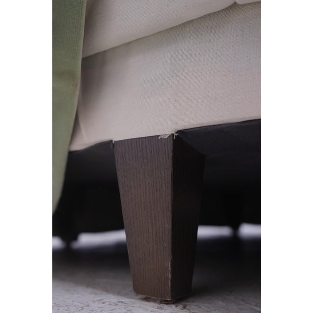 Baker Round Green Velvet Style Upholstered Ottoman For Sale - Image 9 of 11