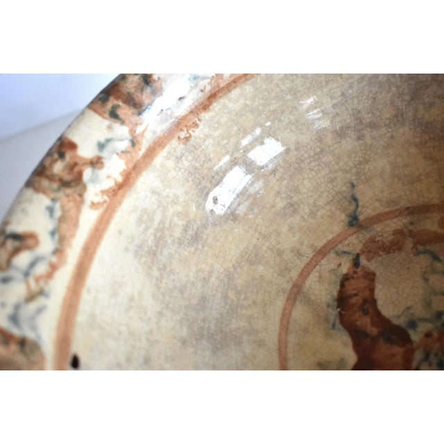 Tan Antique 19th-Century Brown & Blue Spongeware Bowl For Sale - Image 8 of 10