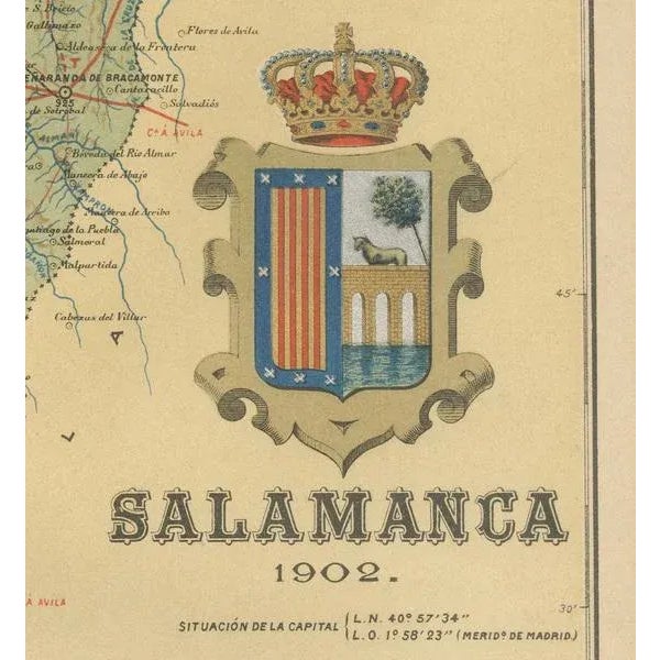 1900 - 1909 Cartographic View of Salamanca, The Golden Province of Spain, 1902 For Sale - Image 5 of 6