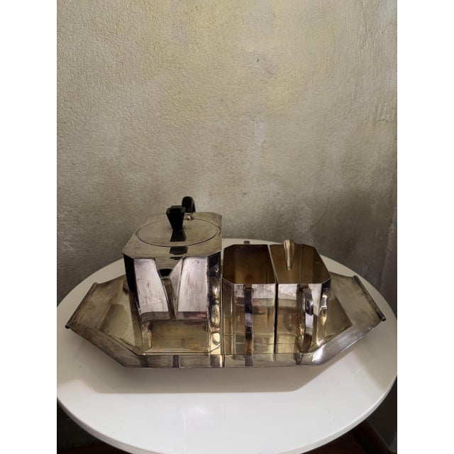 Art Deco Silver-Plated Copper Cube Tea Service from John Round & Son Sheffield, England, 1930s, Set of 3 For Sale - Image 10 of 12