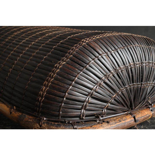 Mid 20th Century Old Southeast Asian Basket / Bamboo and Bark Weave / Wall-Hanging Object For Sale - Image 14 of 16