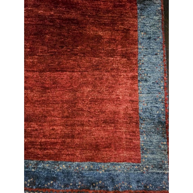 Hand-Knotted Red and Blue Wool Kashkuli Sherkat Rug, 1970s For Sale - Image 4 of 10