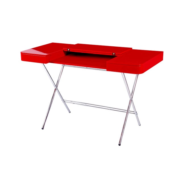 Early 21st Century Cosimo Desk with Red Glossy Lacquered Top by Marco Zanuso Jr. for Adentro, 2017 For Sale - Image 5 of 10