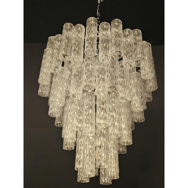 Vintage Murano Glass Cylindrical Tubes Chandelier in the style of Barovier, Venice, Italy, 2007 For Sale - Image 9 of 18