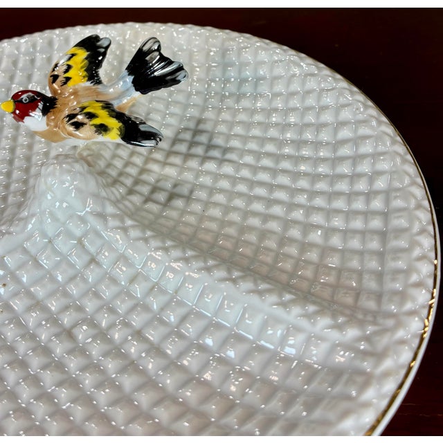 Mid 20th Century Vintage Waffle Pattern Glazed Porcelain Serving Plate For Sale - Image 5 of 7