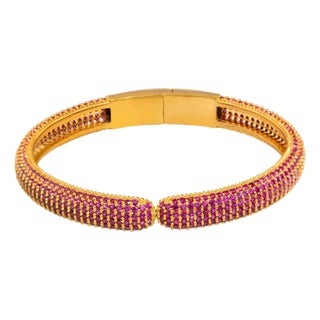 Elegant Ruby & Gold Fashion Design Bangle Bracelet For Sale