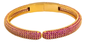 Elegant Ruby & Gold Fashion Design Bangle Bracelet