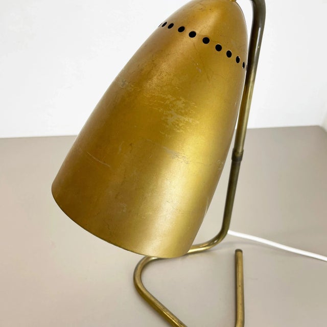 Metal Hollywood Regency Austrian Brass Table Light in the Style of Kalmar, 1950s For Sale - Image 7 of 18