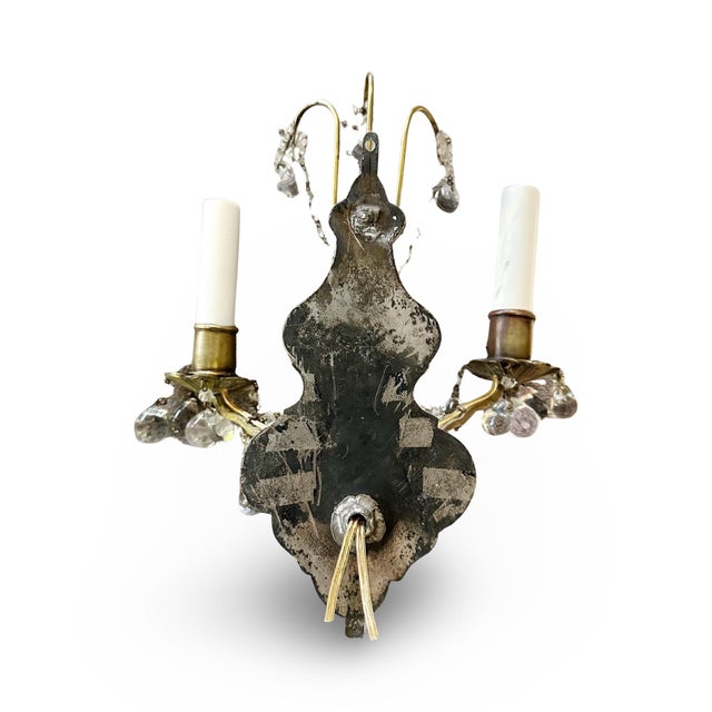 Early 20th Century Pair of Early 20th Century Venetian Glass Drop Hollywood Regency Scones For Sale - Image 5 of 6