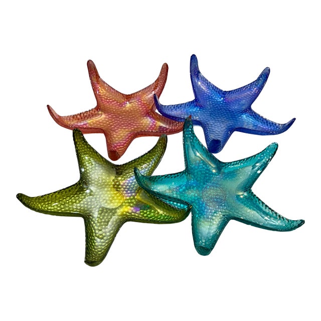 1970s Akcam Iridescent Glass Starfish Stackable Bowls - Set of 4 For Sale