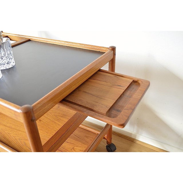 Dyrlund Scandinavian Teak Serving Cart from Dyrlund, 1970s For Sale - Image 4 of 18