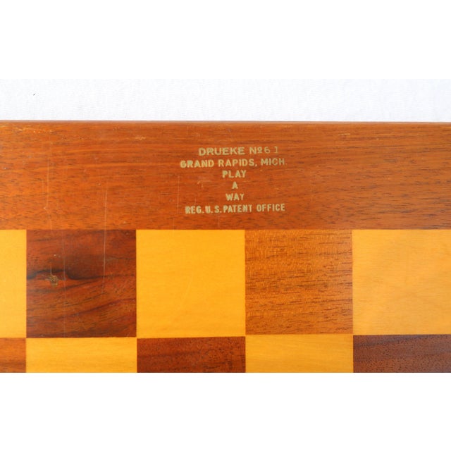 Mid Century Drueke No 61 Wood Chessboard With Mieux J' Attends Wood Chess Pieces & Storage Box For Sale - Image 14 of 17