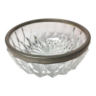 Vintage Crystal & Silverplate Bowl For Sale