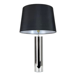 Mid Century Modern Attributed to Sonneman Chrome Cylinder Table Lamp For Sale