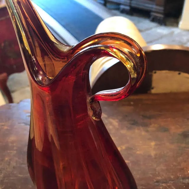 1960s Italian Mid-Century Modern Sommerso Red Murano Glass Vase For Sale - Image 11 of 13