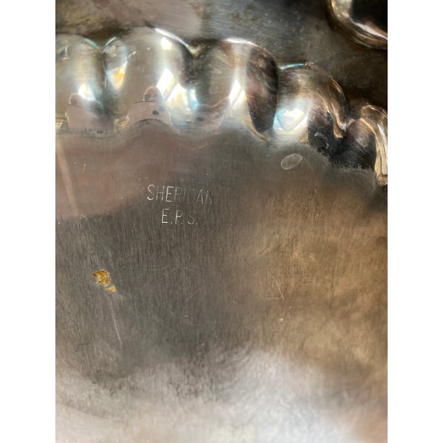 Vintage Ornate Sheridan Silver Double Handle Footed Butler's Tray For Sale - Image 12 of 13