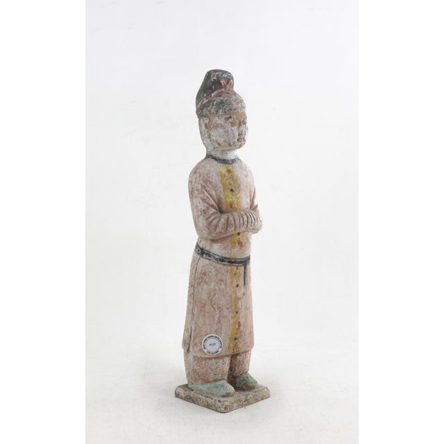 Chinese Chinese Civil Official Pottery Figurine, Late Han Dynasty to Early Eastern Han Dynasty For Sale - Image 3 of 10